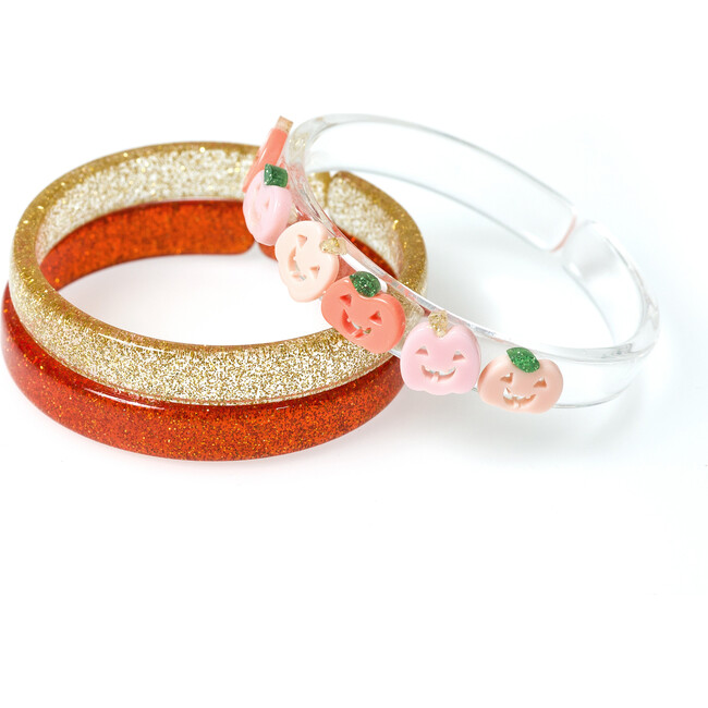 Happy Pumpkin Headband & Bracelet Bundle, Orange - Mixed Accessories Set - 3