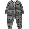 Bear Friends Cotton Cashmere Jumpsuit, Grey - Rompers - 1 - thumbnail