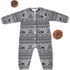 Bear Friends Cotton Cashmere Jumpsuit, Grey - Rompers - 3