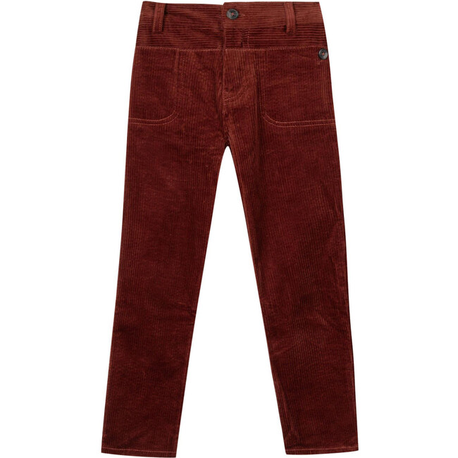 Corduroy Trousers, Dark Red - Pants - 1