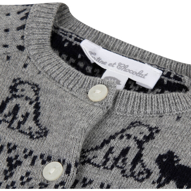 Bear Friends Cotton Cashmere Jumpsuit, Grey - Rompers - 4
