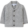 Shawl Collar Cable Knit Cardigan, Grey - Sweaters - 1 - thumbnail