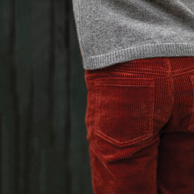 Corduroy Trousers, Dark Red - Pants - 5