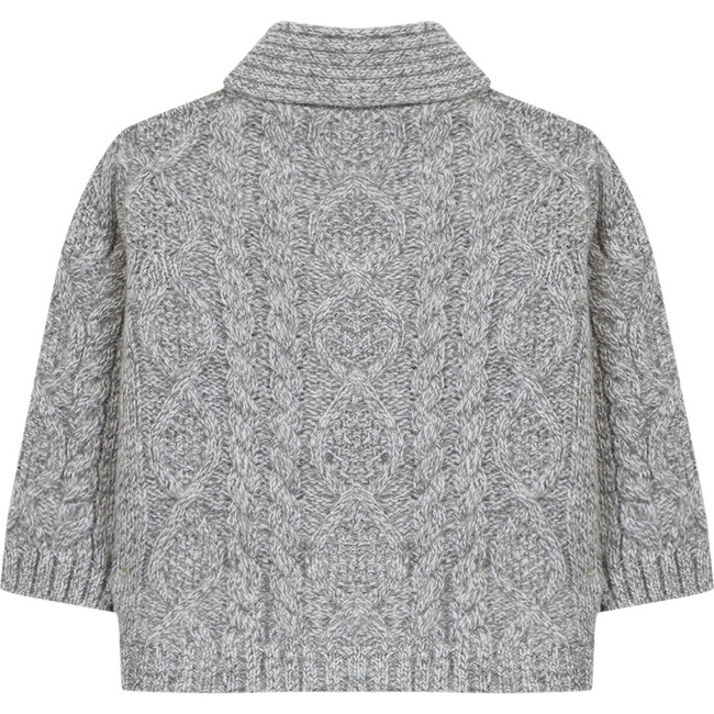 Shawl Collar Cable Knit Cardigan, Grey - Sweaters - 4