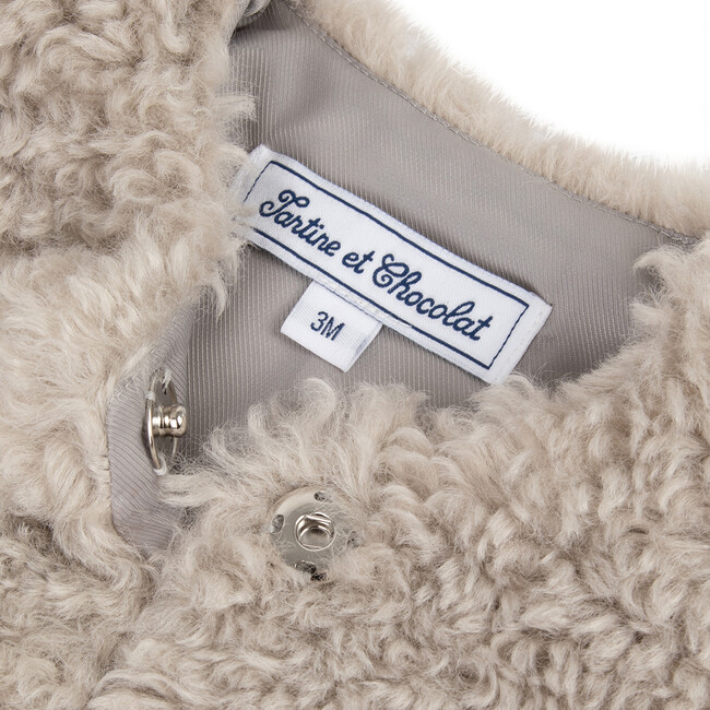 Faux Sheepskin Layering Vest, Brown - Vests - 3