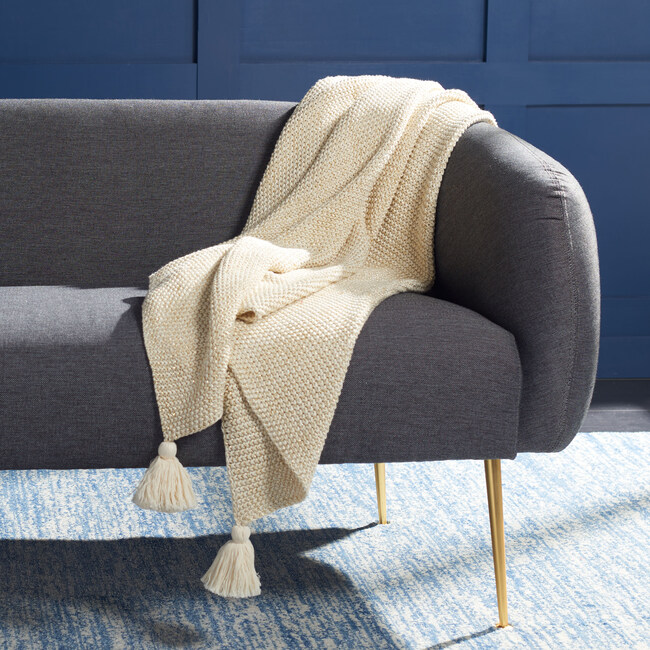 Mari Throw Blanket, Beige - Throws - 2