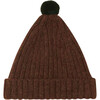 Alpaca Pom Pom Beanie, Brown - Hats - 1 - thumbnail