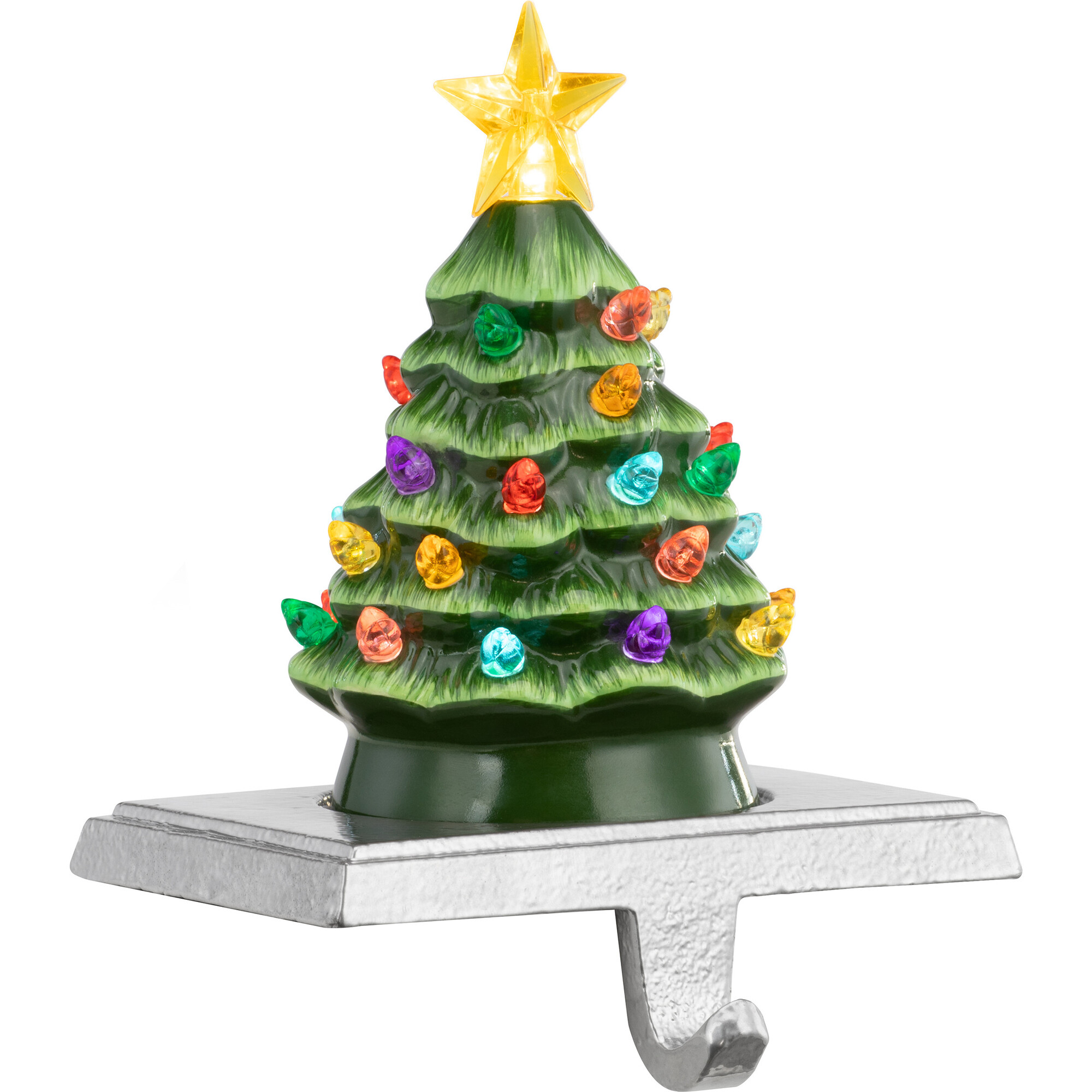 Illuminated Stocking Hanger, Green Tree - Accents - 1
