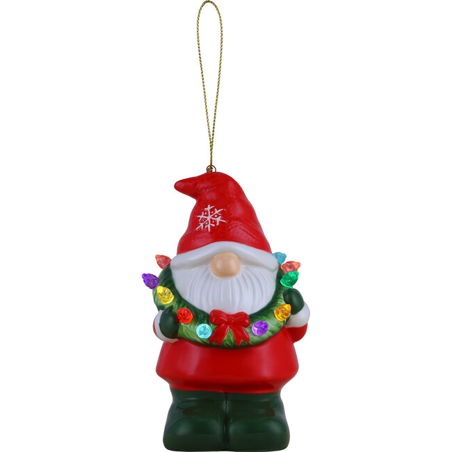 Mini Ceramic Figures, Gnome with Wreath