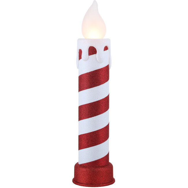 Blow Mold Stripe Candle, Red/White
