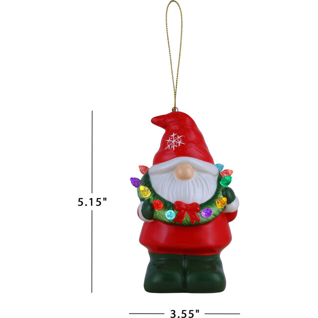 Mini Ceramic Figures, Gnome with Wreath - Accents - 3