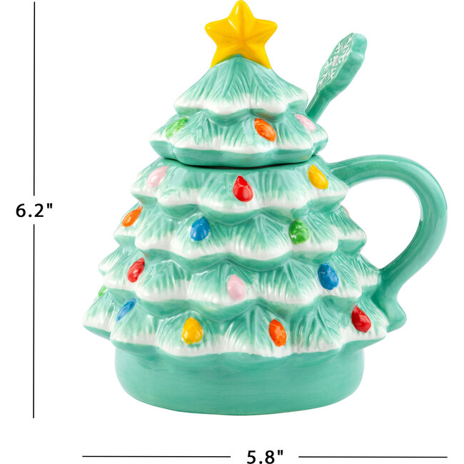 Lidded Nostalgic Tree Mug with Spoon, Seafoam - Tableware - 4