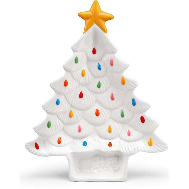 Tree Platter with Dip Section, White