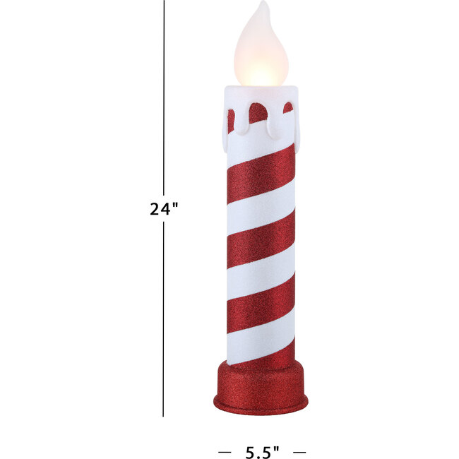 Blow Mold Stripe Candle, Red/White - Accents - 3