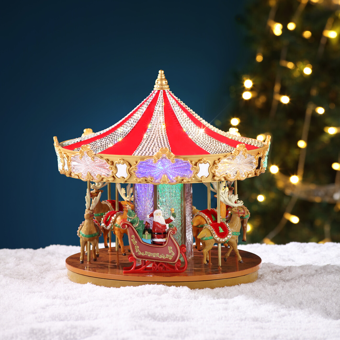 レトロ な クリスマス　飾り holiday carousel Swarovski Holiday Carousel - Mr. Christmas Nutcrackers & Accents