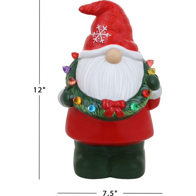 Nostalgic Ceramic Figure, Gnome with Wreath - Accents - 3