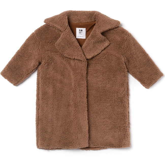 Faux Sherpa Coat, Brown - Jackets - 1
