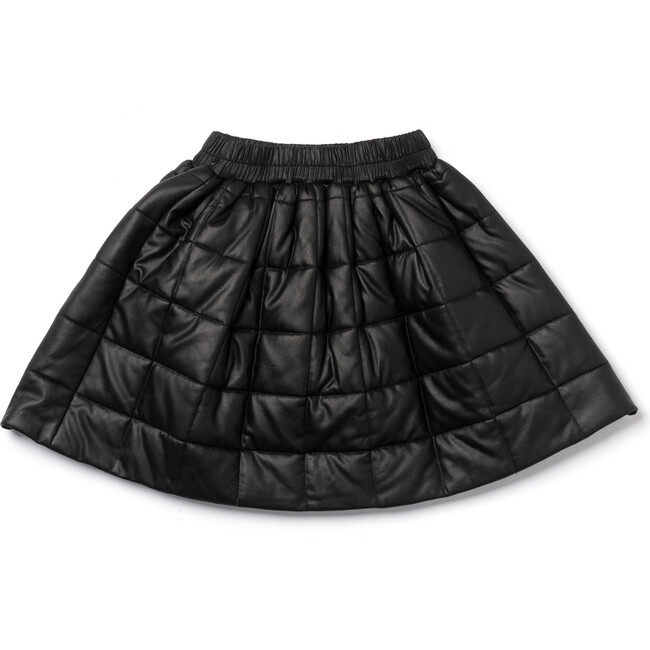 Quilted Faux Leather Skirt, Black - Skirts - 1