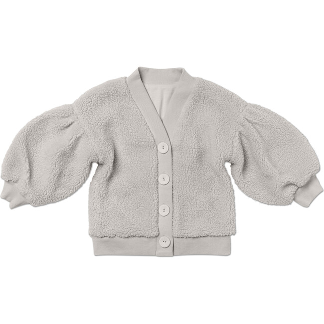 Faux Sherpa Cardigan, Grey - Cardigans - 1