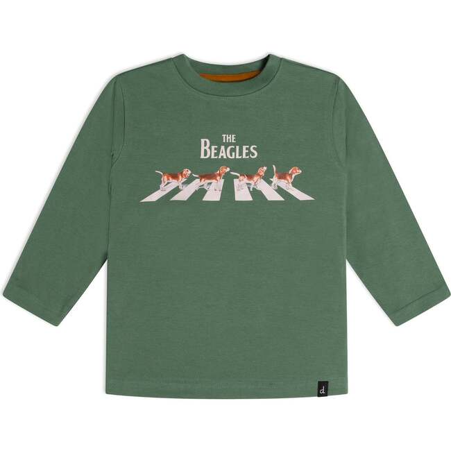 Long Sleeve Top Dark With The Beagles Dog Print, Ivy Green