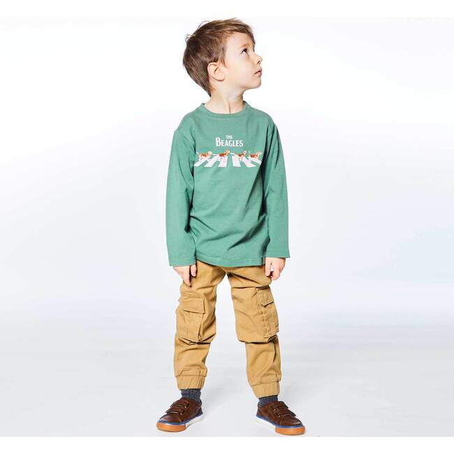 Long Sleeve Top Dark With The Beagles Dog Print, Ivy Green - T-Shirts - 5
