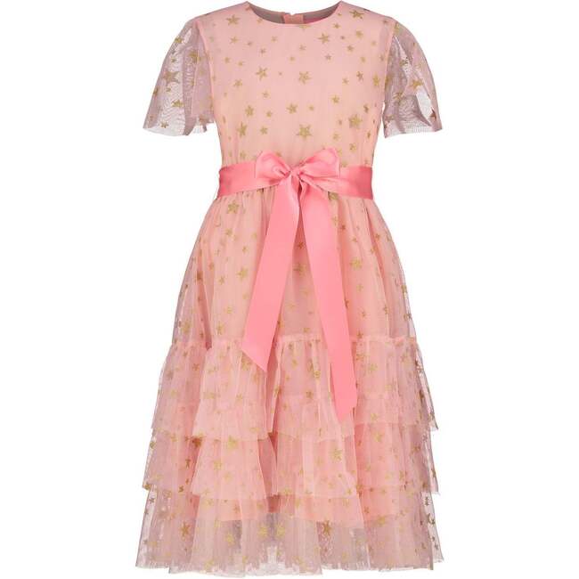 Cinderella Petite Gold Star Tulle Girls Party Dress, Sugar Pink