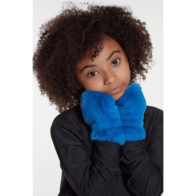 Ariel Kids Azure Blue Faux Fur Gloves