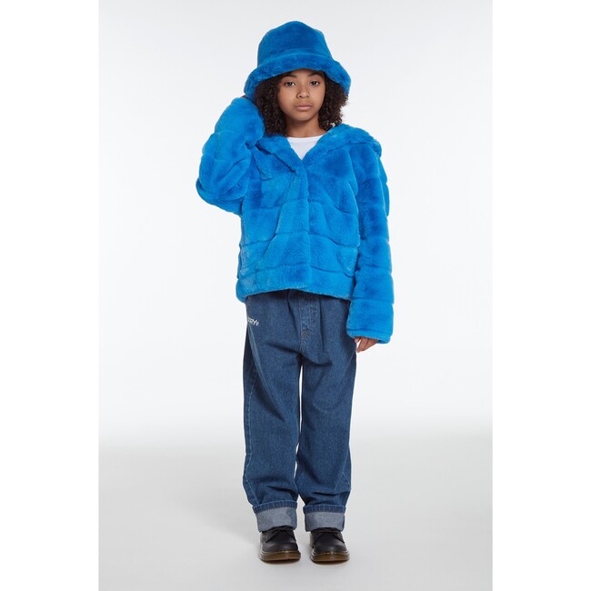 Amara Kids Azure Blue Faux Fur Hat - Hats - 3