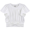 Flounce Wrap Top, White - Blouses - 1 - thumbnail