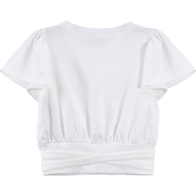 Flounce Wrap Top, White - Blouses - 2