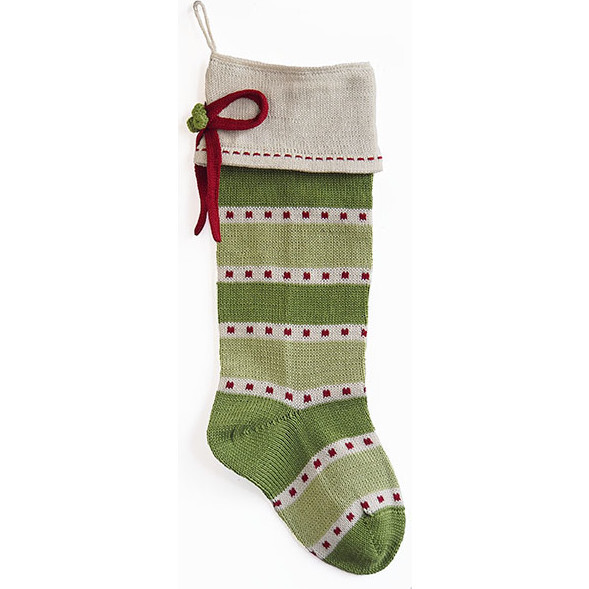 Green Stripe Stocking With Bow