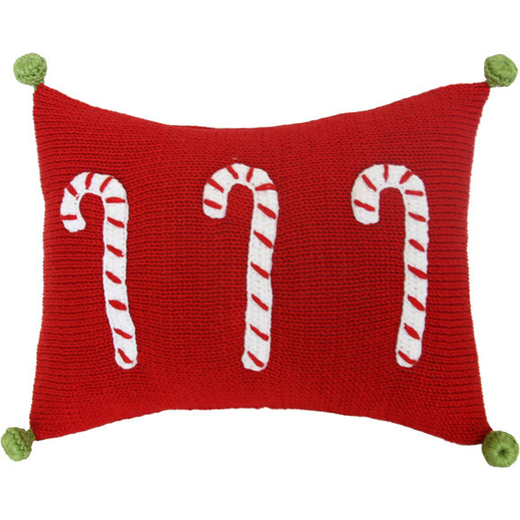 Candy Cane Mini Pillow, Red Melange Collection Decorative Pillows