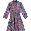 Olive Printed Dress, Mini Flowers - Dresses - 1 - thumbnail