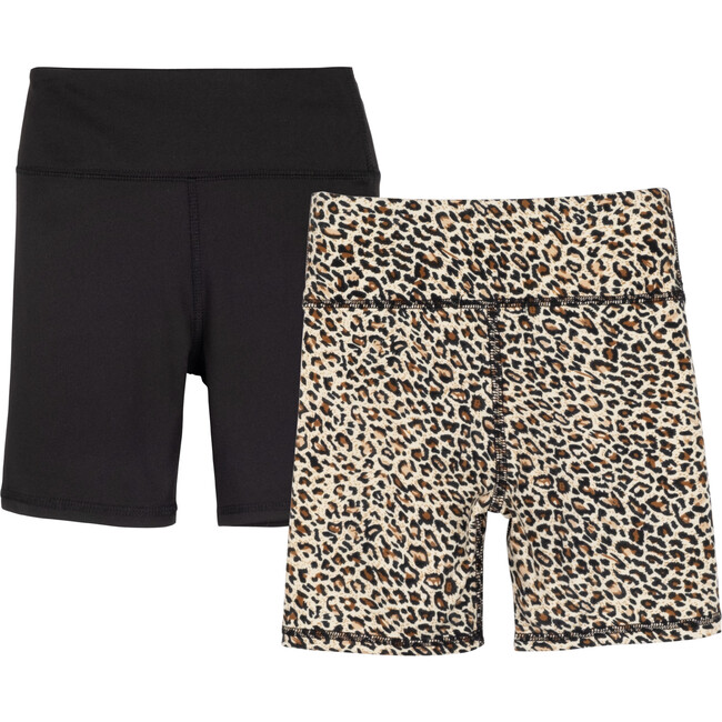Tayla 2-Pack Bike Shorts, Leopard & Black - Shorts - 1