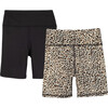 Tayla 2-Pack Bike Shorts, Leopard & Black - Shorts - 1 - thumbnail