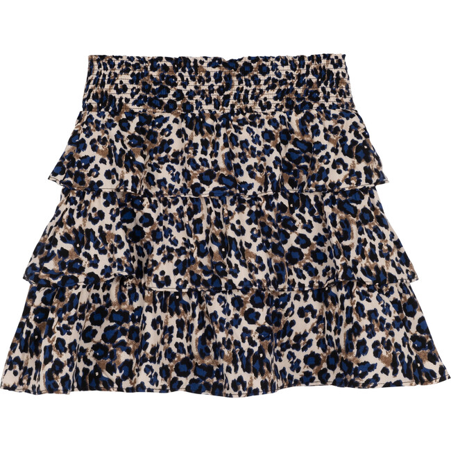 Sonja Smocked Skirt, Black Leopard