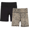 Tayla 2-Pack Bike Shorts, Leopard & Black - Shorts - 3 - thumbnail