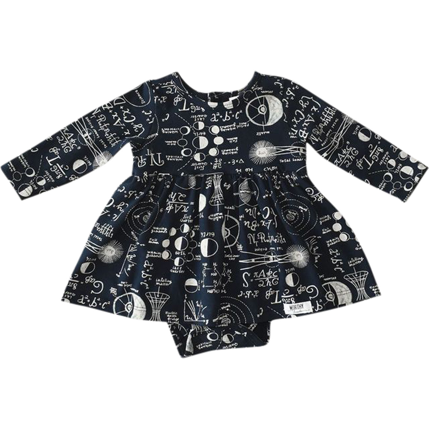 Long Sleeve Bubble Romper In STEM, Navy - Rompers - 1