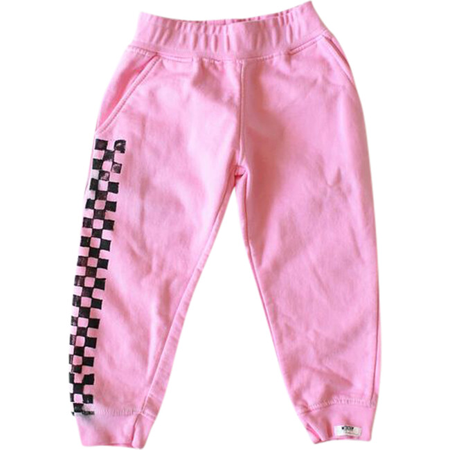 Hand Dyed Joggers In Checkerboard, Pink