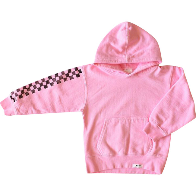 Hand Dyed Hoodie In Checkerboard, Pink