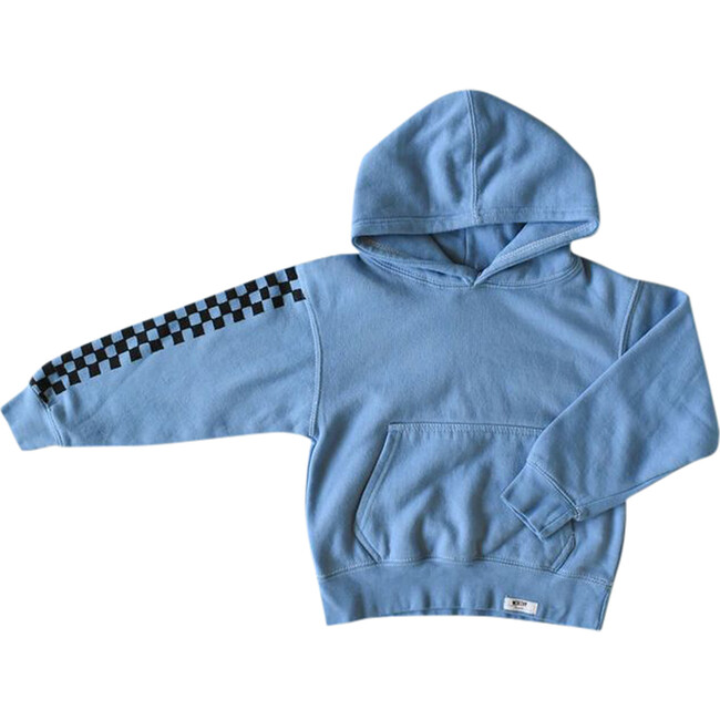 Hand Dyed Hoodie In Checkerboard, Blue