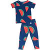 Watermelon Crush Pajama Set, Blue - Pajamas - 1 - thumbnail