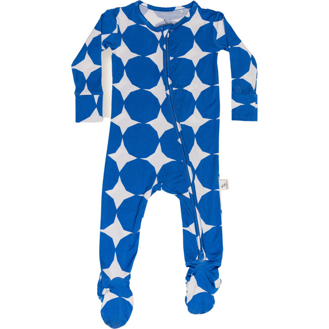 Diamond Stars Footie Pajama, Blue - Pajamas - 1