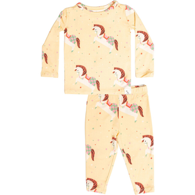 Carousel Footie Pajama, Yellow - Pajamas - 2