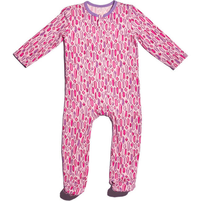 Classic Zipper Footie, Pink Gemstone - Onesies - 1