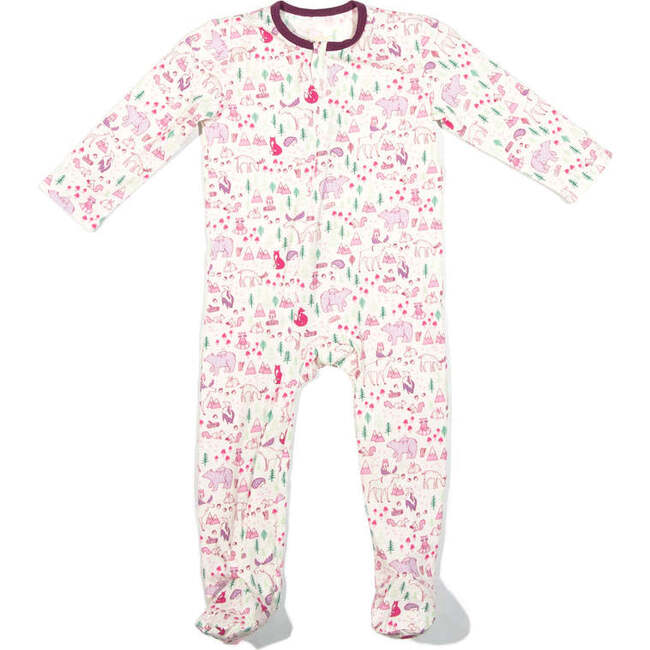 Classic Zipper Footie, Fall Forest White - Onesies - 1