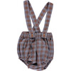 Oliver Romper Pants, Blue & Brown Gingham - Rompers - 2