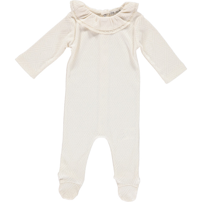 Bebe Lace Overall, Natural Pointelle