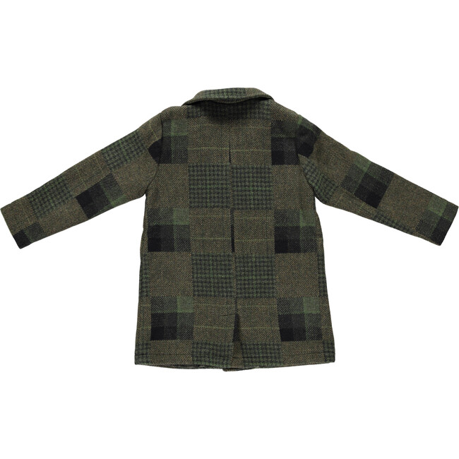 Elio Coat, Green Wool Patchwork - Jackets - 2