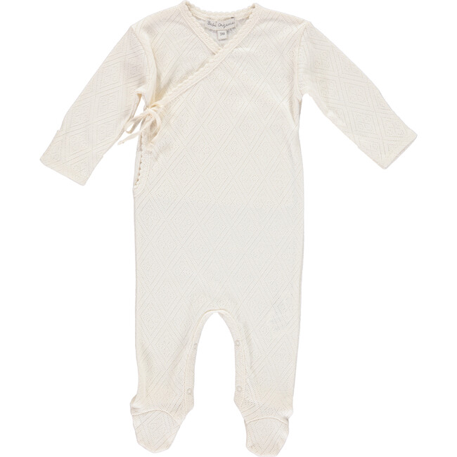 Bebe Wrap Overall, Natural Pointelle